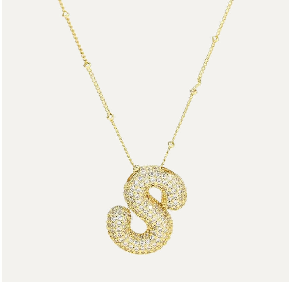 Bubble initial necklace