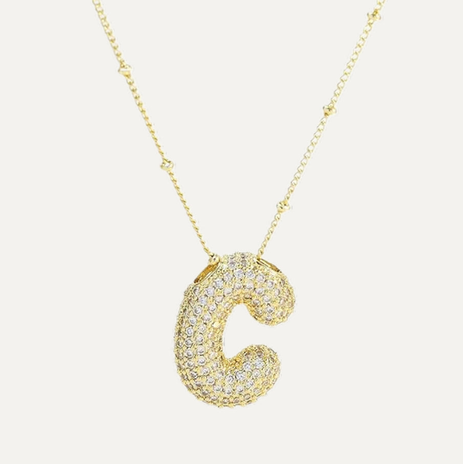 Bubble initial necklace