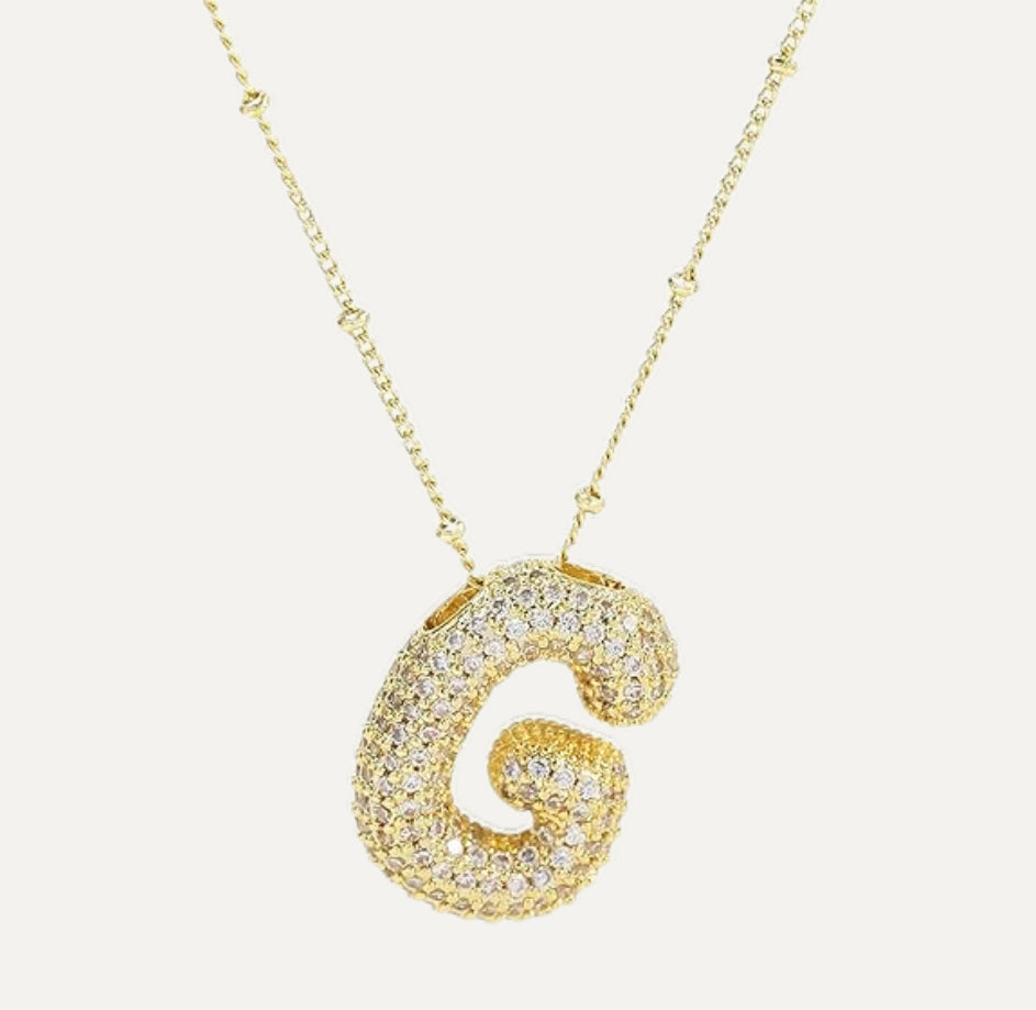 Bubble initial necklace