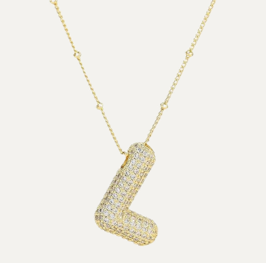 Bubble initial necklace