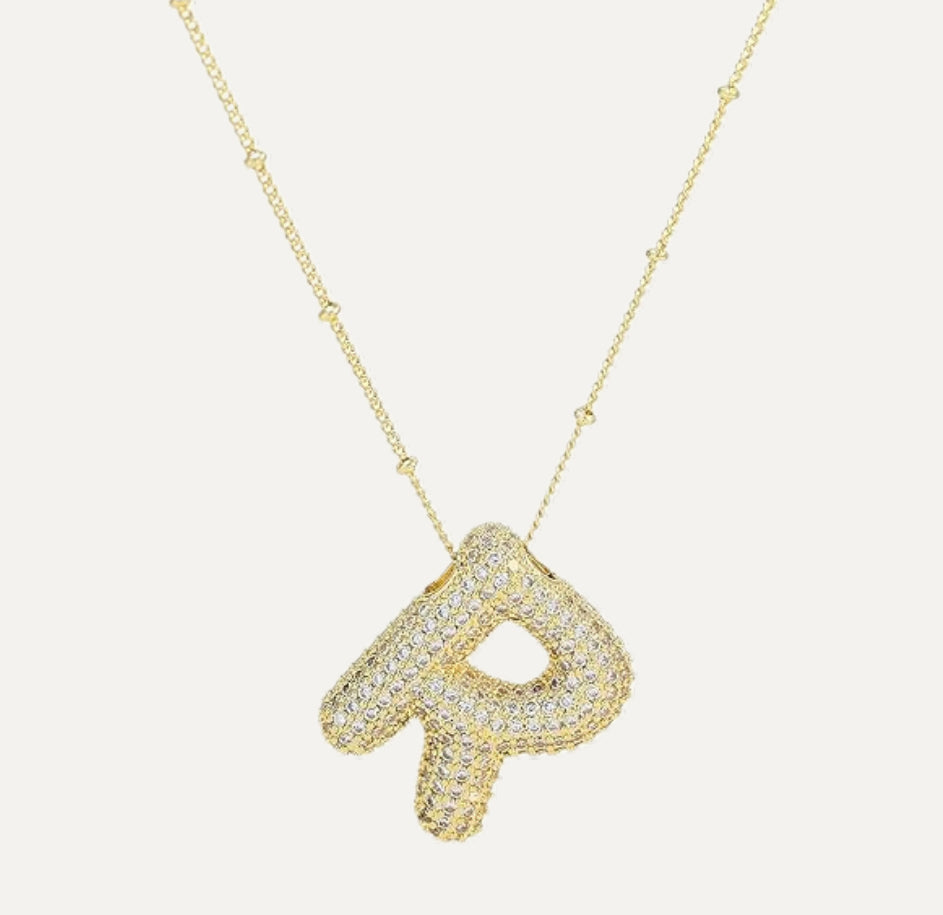 Bubble initial necklace